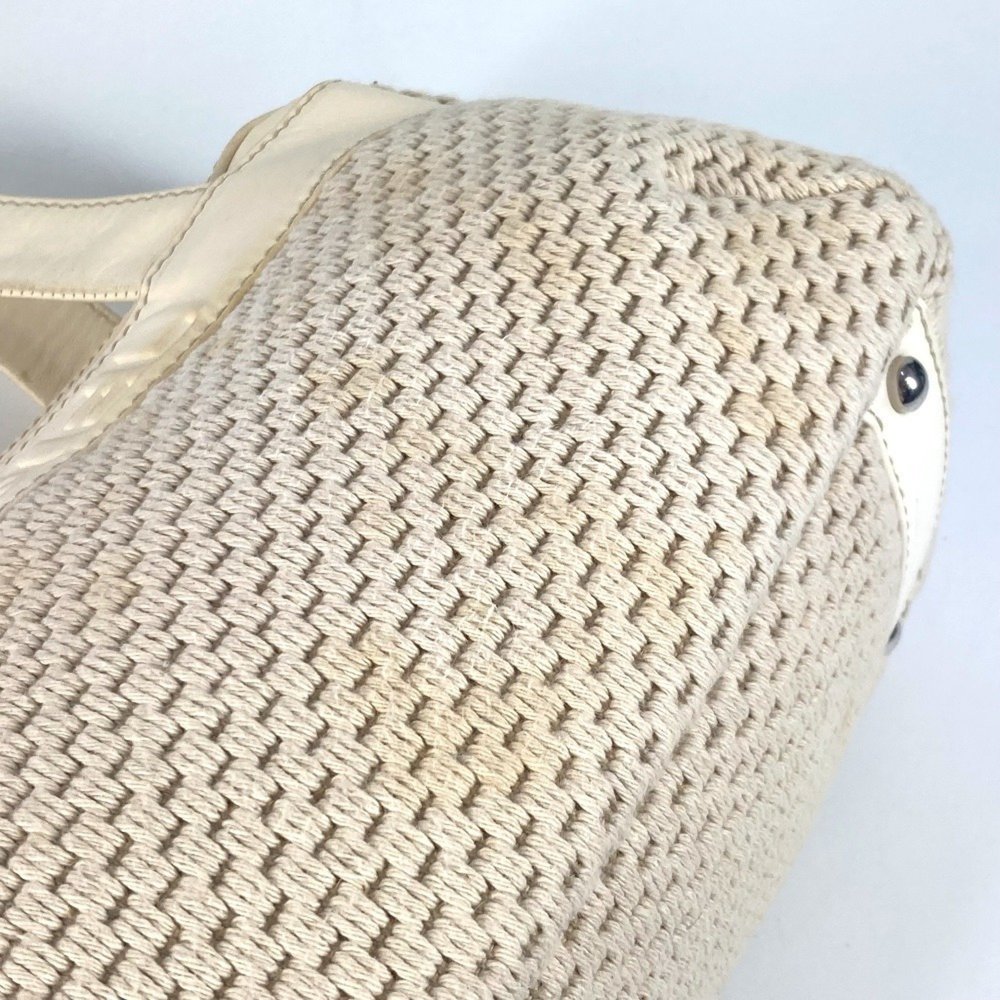 CHANEL Logo Shoulder Bag Leather Canvas Women's Ivory - Picture 11 of 16
